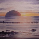 Print of original oil painting of Setting Sun, Ailsa Craig