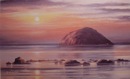 Print of original oil painting of Sunset over Ailsa Craig